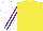 Silk - Yellow, purple & white striped sleeves, white cap