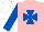 Silk - pink, royal blue maltese cross, royal blue sleeves, white cap