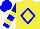 Silk - Yellow, blue diamond frame, yellow bars on blue sleeves, blue cap