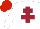 Silk - White, maroon cross of lorraine, red cap