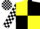 Silk - YELLOW & BLACK QUARTERED, black & white check sleeves & cap