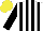 Silk - White and black stripes, black sleeves, yellow cap