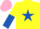Silk - Yellow, royal blue star, halved sleeves, pink cap
