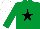 Silk - Emerald green, black star, white cap