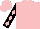 Silk - Pink, black chess piece emblem in black shield frame, black framed pink diamond stripe on black slvs, pink cap