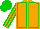Silk - Orange, green trim, green stripes on sleeves, w emblem on back, matching cap