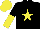 Silk - Black, yellow star, halved sleeves, yellow cap