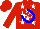 Silk - Red and white, blue horseshoe and 'eg', red and white stars