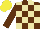 Silk - Brown and beige check, brown sleeves, yellow cap