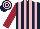 Silk - Dark blue & pink stripes, maroon sleeves, dark blue & pink hooped cap