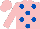 Silk - Pink, royal blue spots, pink sleeves & cap