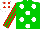 Silk - Green, white spots, red stripes on sleeves, white cap, red spots