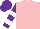 Silk - Pink, white bars on purple sleeves, purple cap