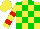 Silk - Yellow and green blocks, red bars on sleeves, yellow cap