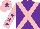 Silk - Purple, pink cross belts, pink sleeves, purple stars, pink cap, purple star