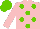 Silk - Pink, light green spots and cap