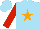 Silk - Sky blue, orange star, red sleeves, sky blue cap