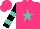 Silk - Hot pink, black and turquoise star, hot pink stars on black and turquoise bars on sleeves