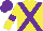 Silk - Yellow, purple cross sashes, purple band on yellow sleeves, purple cap