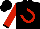 Silk - Black, red horseshoe and 'jr' on back, black cuffs on red sleeves