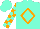 Silk - Aqua, orange diamond frame, orange blocks on sleeves, aqua cap