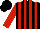 Silk - Black and red stripes, red sleeves, red and black cap