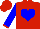 Silk - Red, blue heart, red cuff on blue sleeves