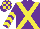 Silk - Purple, yellow cross sashes, purple sleeves, yellow chevrons, checked cap