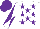 Silk - White, purple stars, diabolo on sleeves, purple cap