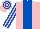 Silk - Pink, royal blue panel, striped sleeves, hooped cap