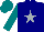 Silk - Navy blue, silver star, teal sleeves and cap