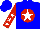 Silk - Blue, white star on red ball, white stars on red sleeves