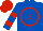 Silk - Royal blue, red circled 'js', red bars on sleeves, red cap
