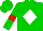 Silk - Green, red rose on white diamond, white and red band on sleeves