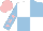 Silk - White and light blue (quartered), light blue sleeves, pink stars, pink cap