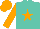 Silk - Turquoise, orange star, orange sleeves, orange cap