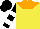 Silk - Yellow, orange yoke, white bars on black sleeves, black cap