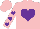 Silk - Pink, purple heart, purple hearts on sleeves, pink cap