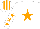 Silk - White, orange star, orange stars on sleeves, striped cap