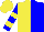 Silk - Yellow and blue halved, yellow bars on blue sleeves, yellow cap