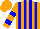 Silk - Orange, blue stripes, blue bars on sleeves, orange cap