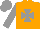 Silk - Orange, grey maltese cross,grey arm band and cap
