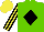 Silk - Light green, black diamond, yellow and black striped sleeves and yellow cap