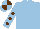 Silk - Light blue, brown spots on sleeves, light blue and brown quartered cap