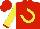 Silk - Red, yellow horseshoe, red cuffs on yellow sleeves, red cap