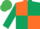 Silk - Orange and Dark Green (quartered), Dark Green sleeves, Emerald Green cap