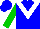 Silk - blue, white chevron, green sleeves, blue cap
