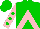 Silk - Green, pink inverted chevron, green dots on pink sleeves