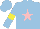 Silk - Light blue, pink star, light blue sleeves, yellow armlets and star on light blue cap
