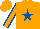 Silk - Orange, royal blue star, royal blue seams on sleeves, orange cap